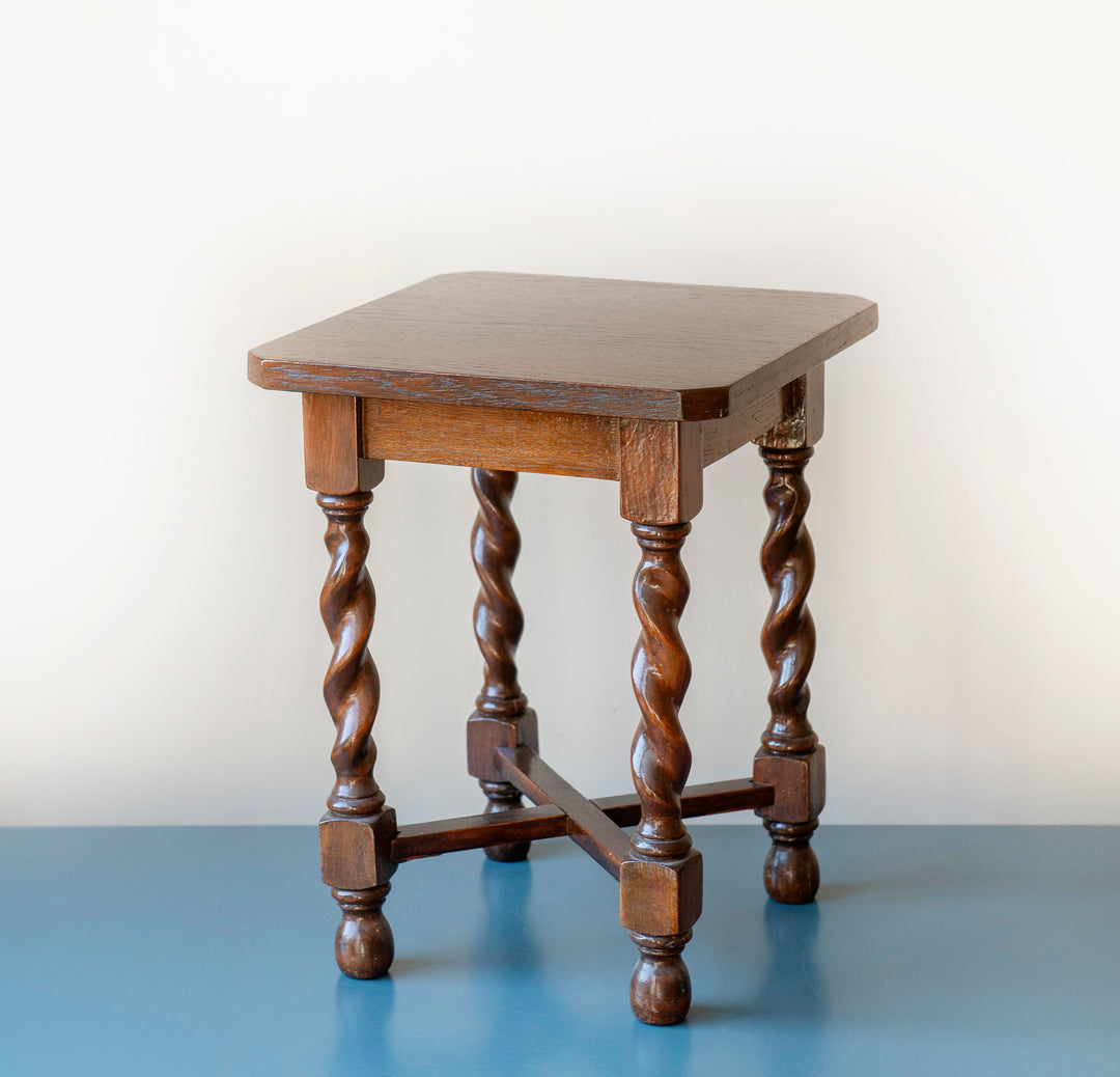 Antique Square Barley Twist Side Table