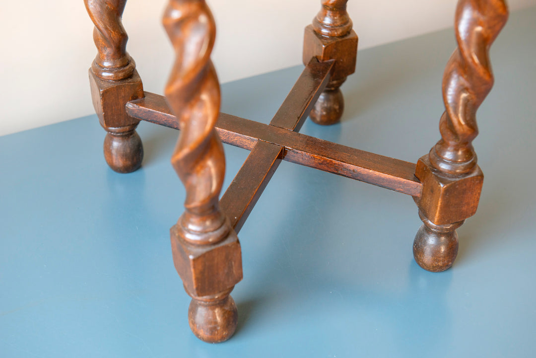 Antique Square Barley Twist Side Table