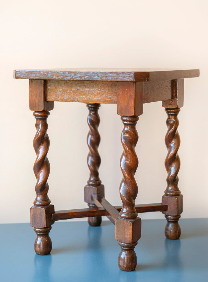 Antique Square Barley Twist Side Table