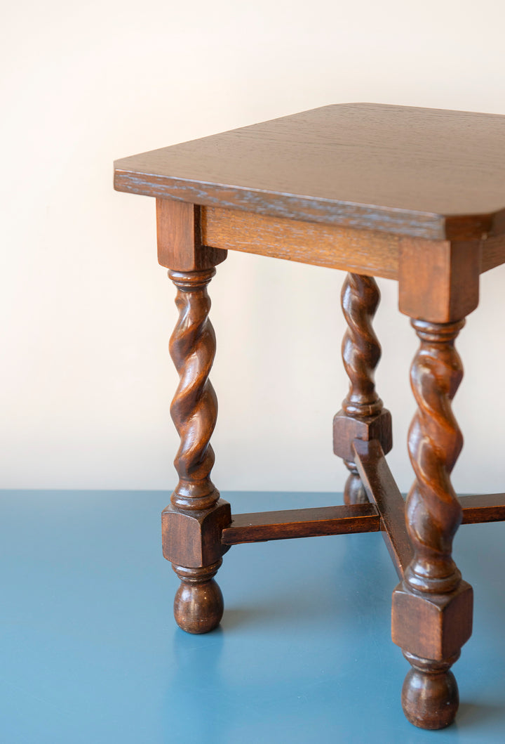 Antique Square Barley Twist Side Table