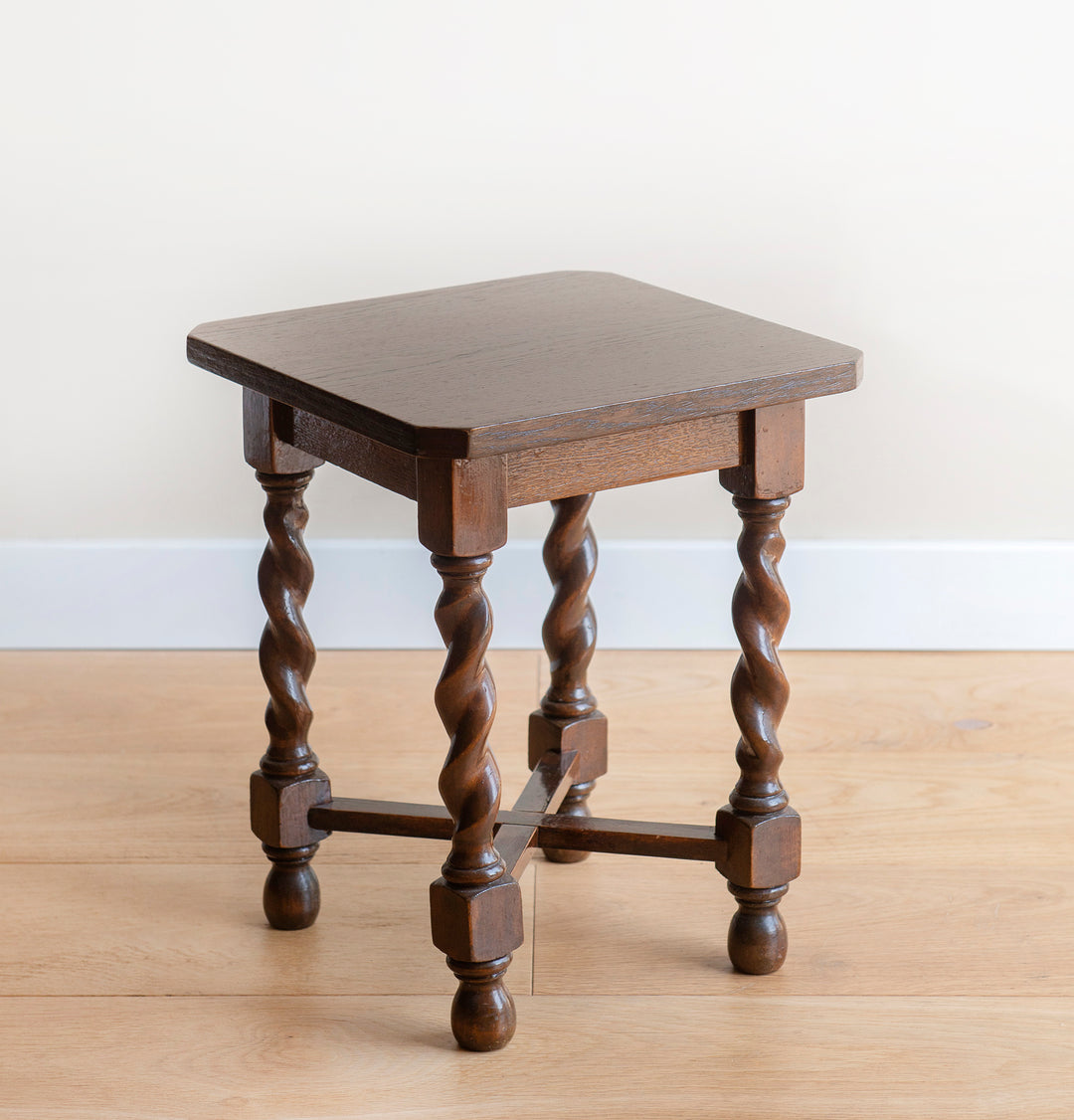 Antique Square Barley Twist Side Table