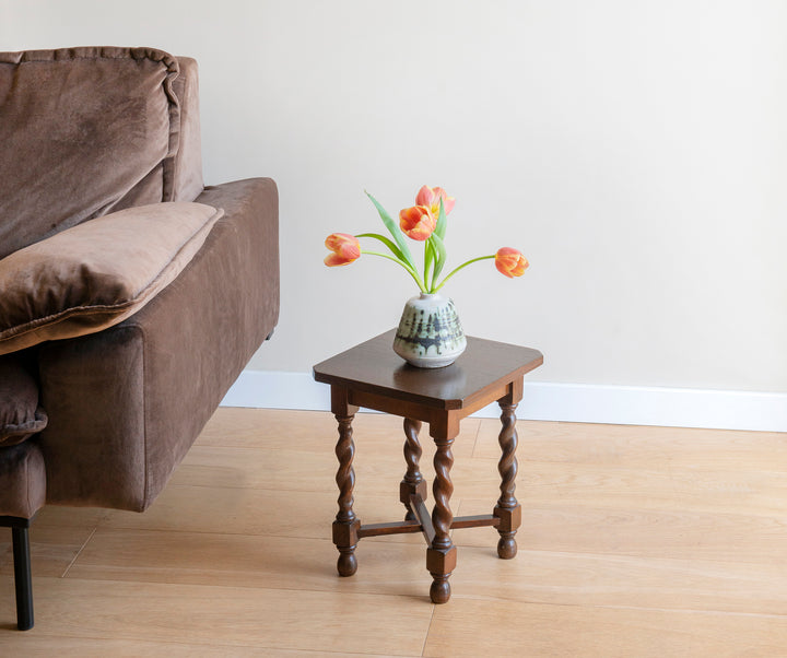 Antique Square Barley Twist Side Table