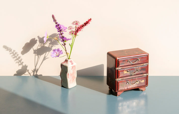 Small Japanese Red Lacquered Cabinet, Meji Period