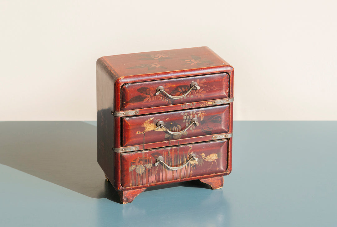 Small Japanese Red Lacquered Cabinet, Meji Period