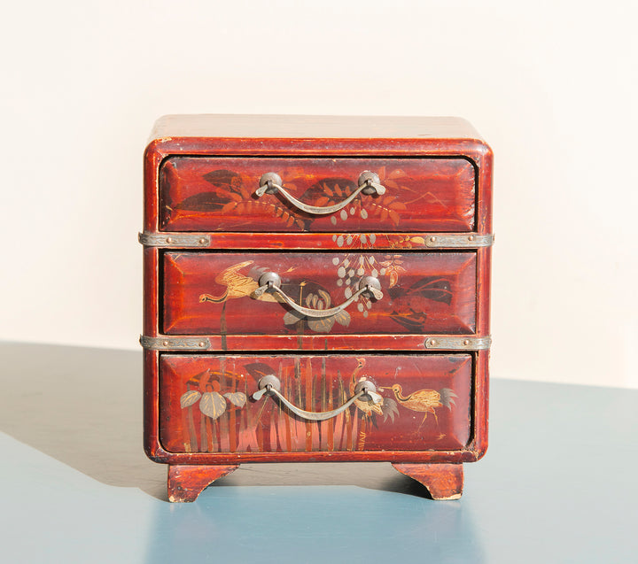 Small Japanese Red Lacquered Cabinet, Meji Period