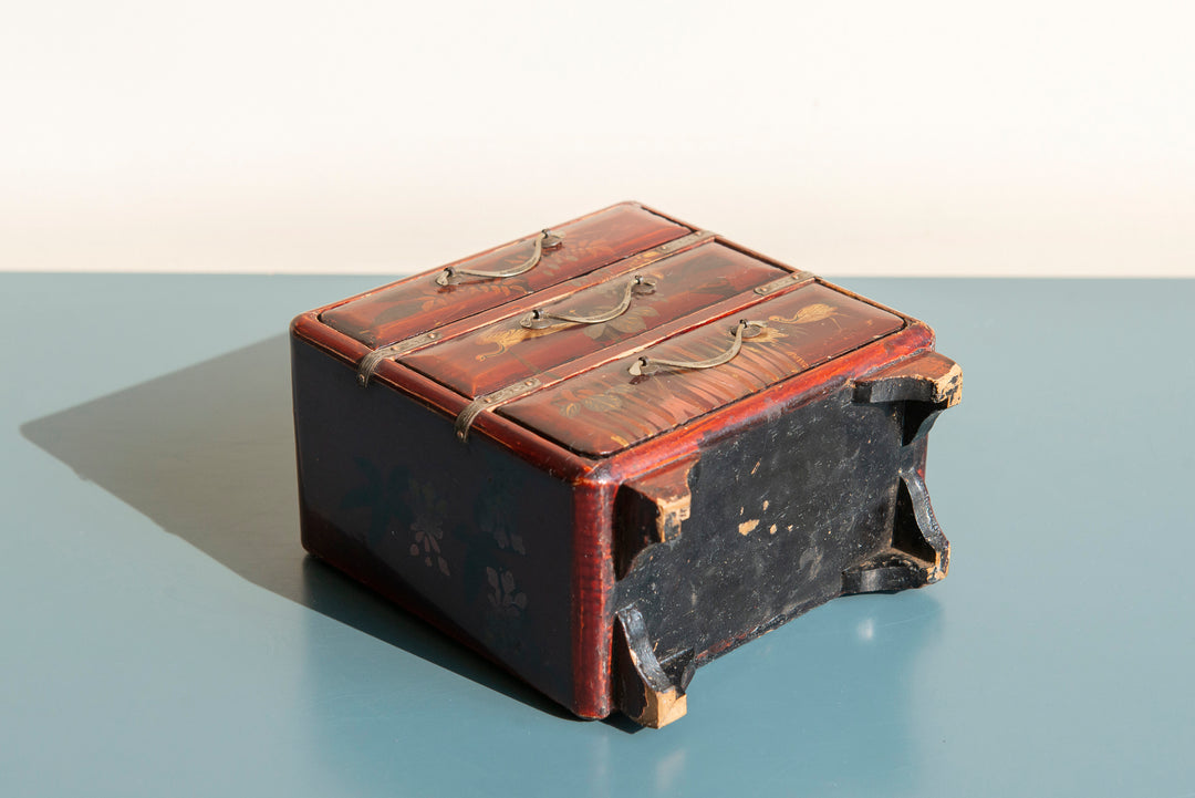 Small Japanese Red Lacquered Cabinet, Meji Period