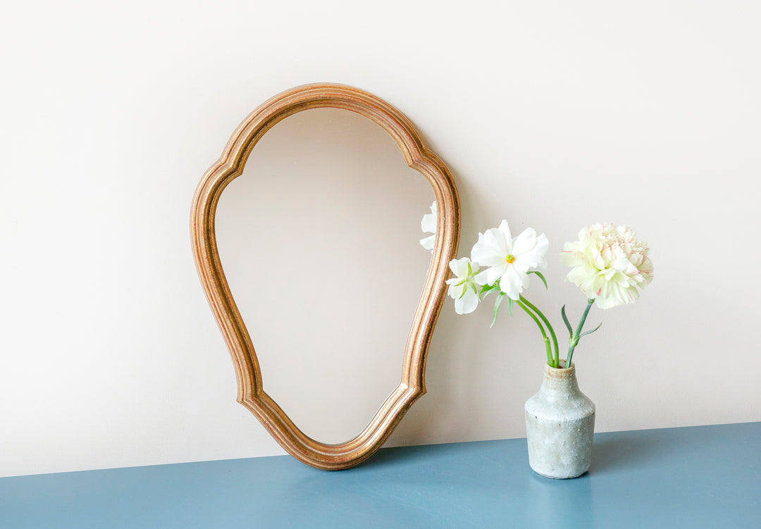 Small Gold Belgian Mirror, Scalloped Frame