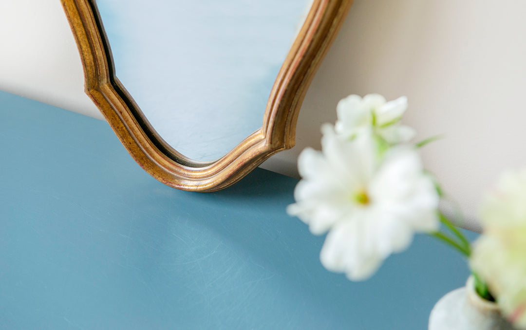 Small Gold Belgian Mirror, Scalloped Frame