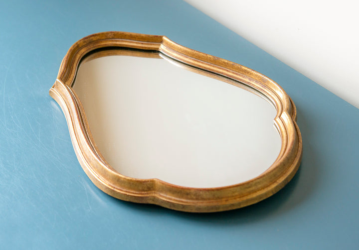 Small Gold Belgian Mirror, Scalloped Frame