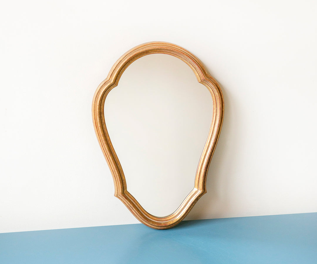 Small Gold Belgian Mirror, Scalloped Frame