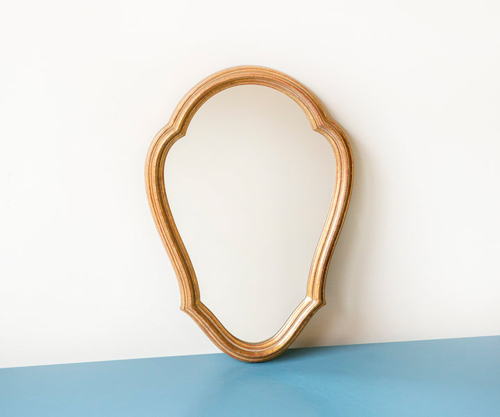 Small Gold Belgian Mirror, Scalloped Frame