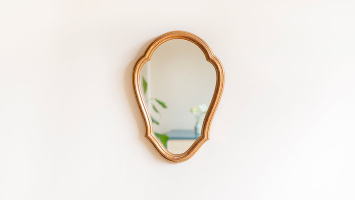 Small Gold Belgian Mirror, Scalloped Frame