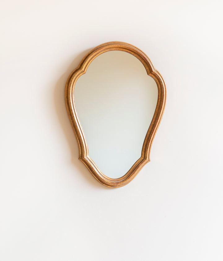 Small Gold Belgian Mirror, Scalloped Frame