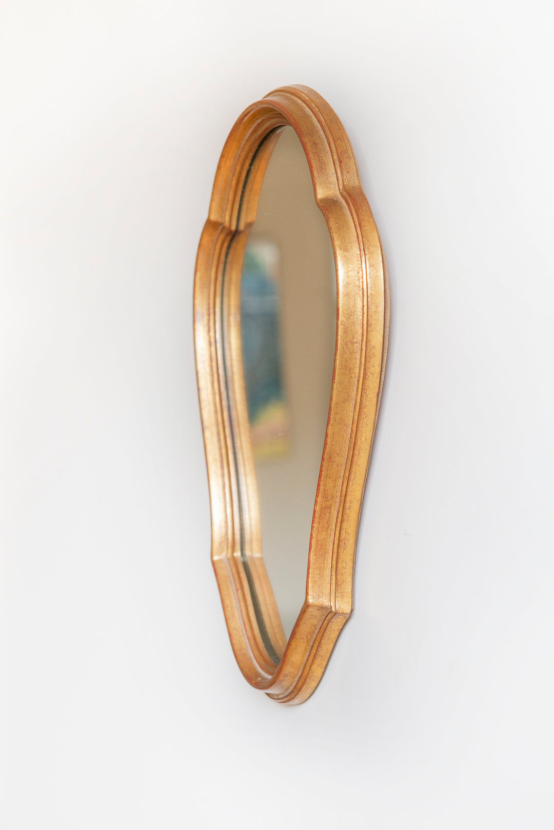 Small Gold Belgian Mirror, Scalloped Frame