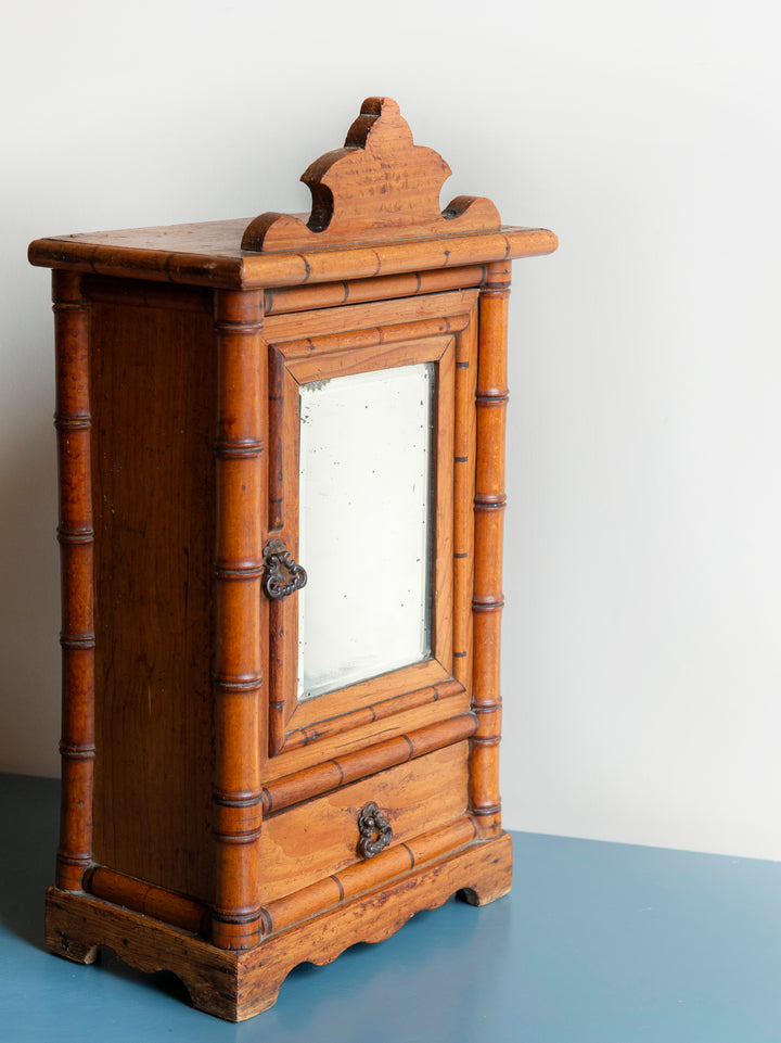 French Faux Bamboo Medicine Chest With Mirror