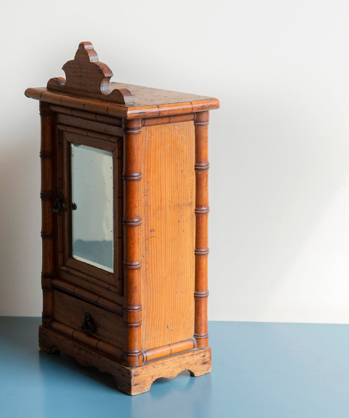 French Faux Bamboo Medicine Chest With Mirror