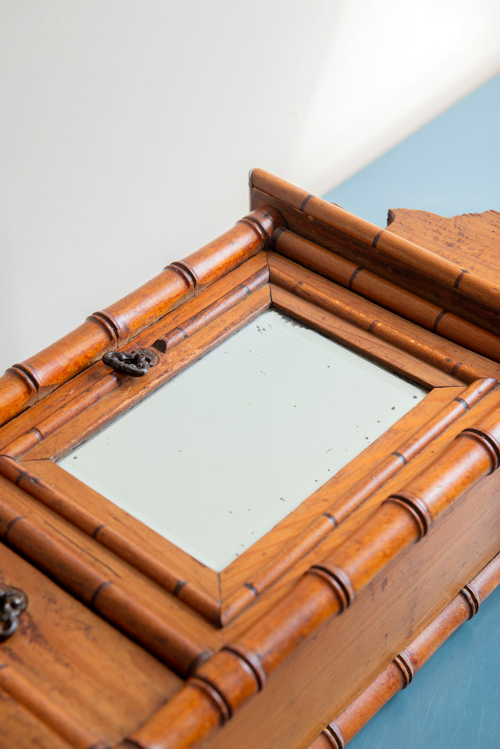 French Faux Bamboo Medicine Chest With Mirror