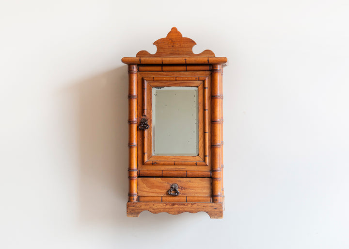 French Faux Bamboo Medicine Chest With Mirror