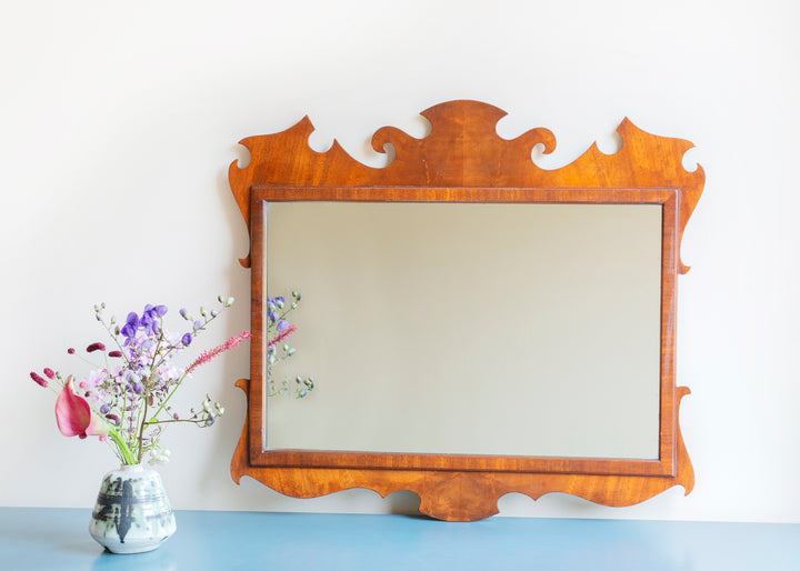 Antique Georgian Carved Mahogany Mirror, 19th Century