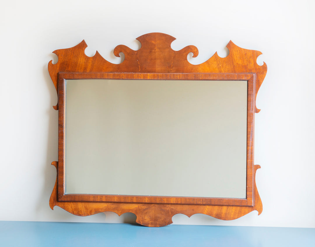 Antique Georgian Carved Mahogany Mirror, 19th Century