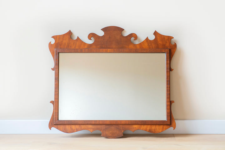 Antique Georgian Carved Mahogany Mirror, 19th Century