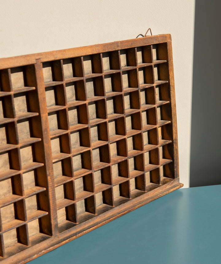 Antique Wooden Printers Tray With Metal Handle