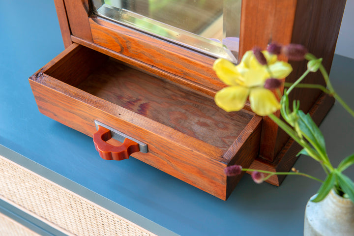 Antique Apothecary Cabinet With Beveled Glass Mirror, 1920s