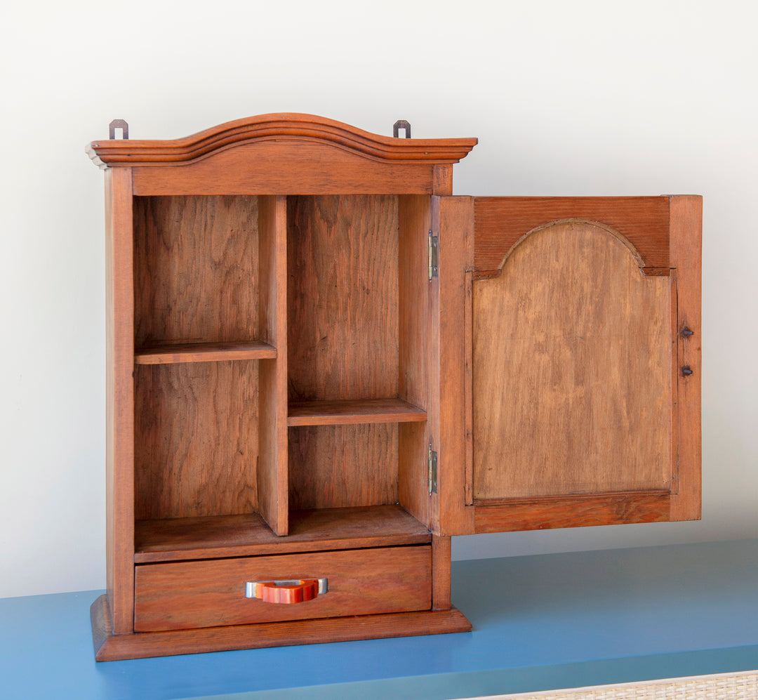 Antique Apothecary Cabinet With Beveled Glass Mirror, 1920s