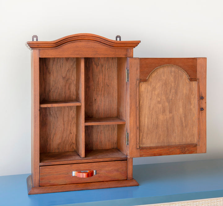 Antique Apothecary Cabinet With Beveled Glass Mirror, 1920s