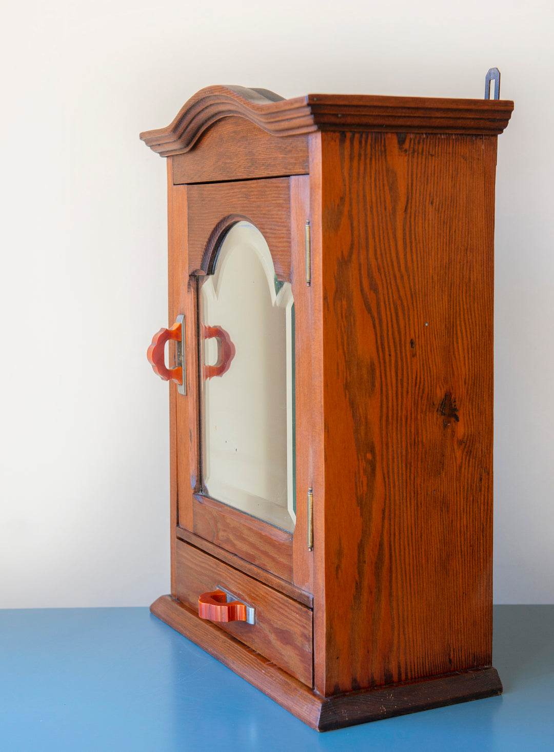 Antique Apothecary Cabinet With Beveled Glass Mirror, 1920s