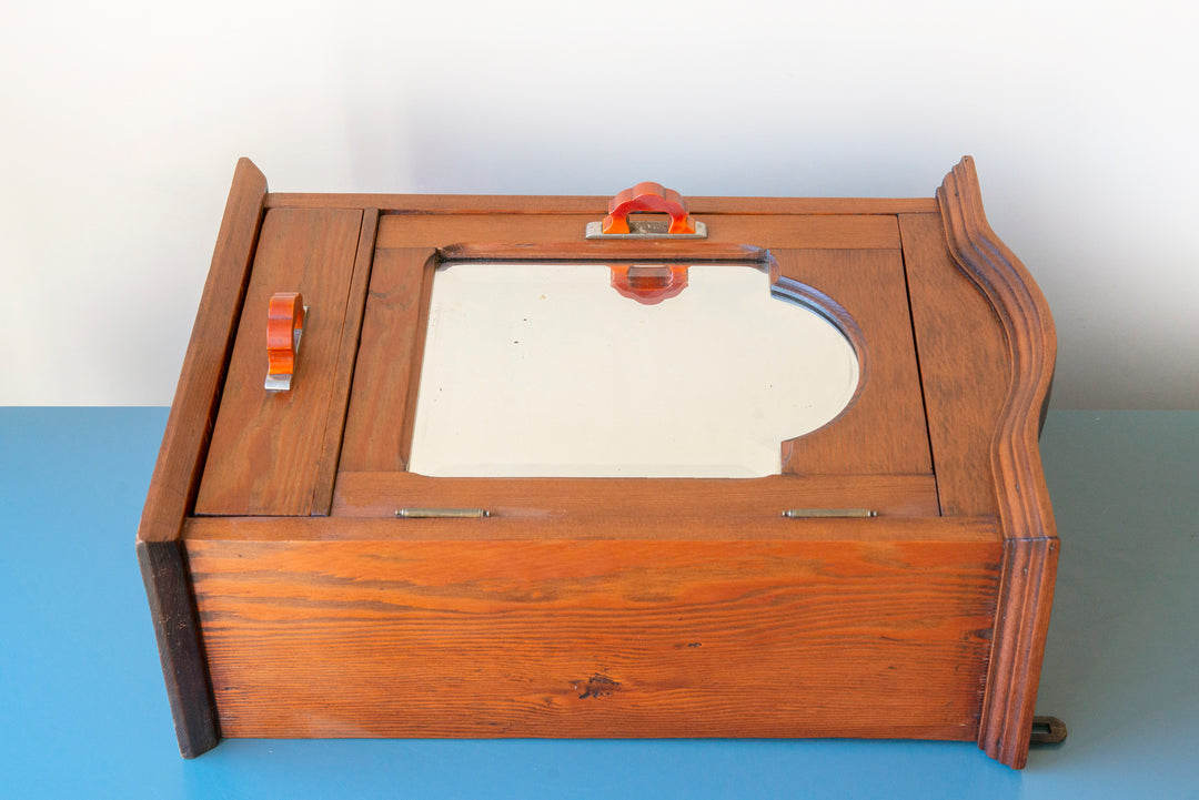 Antique Apothecary Cabinet With Beveled Glass Mirror, 1920s