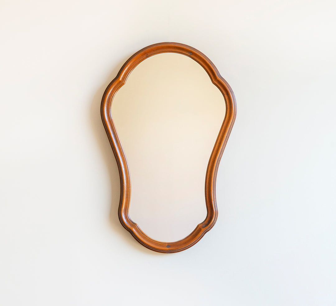 Belgian Mirror With Scalloped Wooden Frame, 1960s