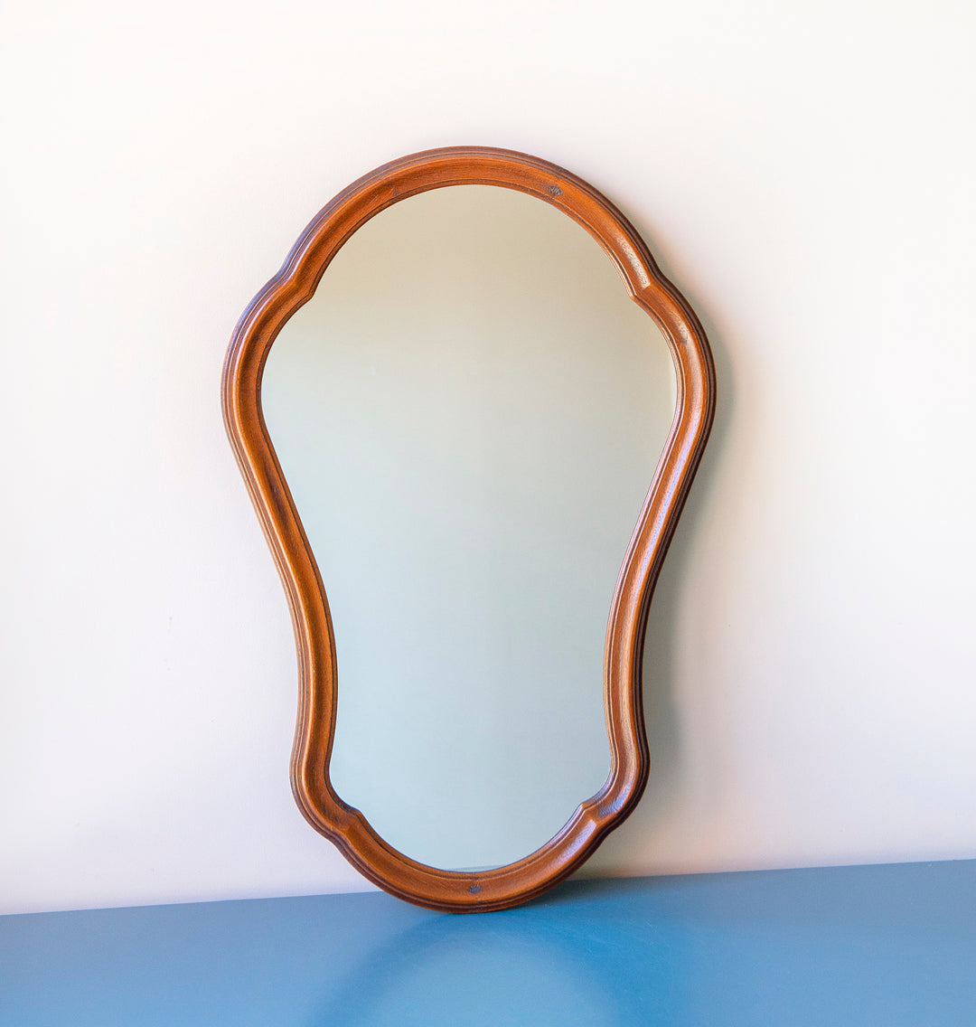 Belgian Mirror With Scalloped Wooden Frame, 1960s