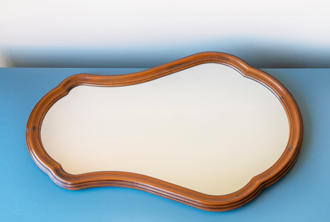 Belgian Mirror With Scalloped Wooden Frame, 1960s