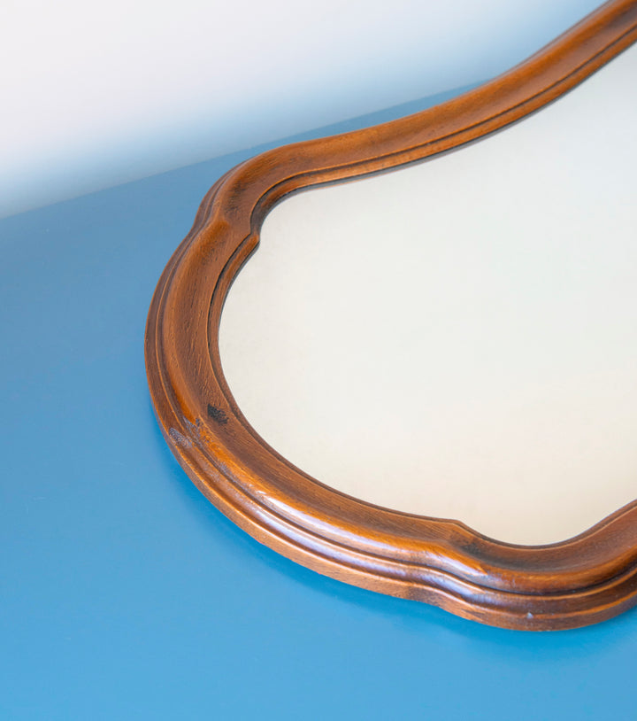 Belgian Mirror With Scalloped Wooden Frame, 1960s