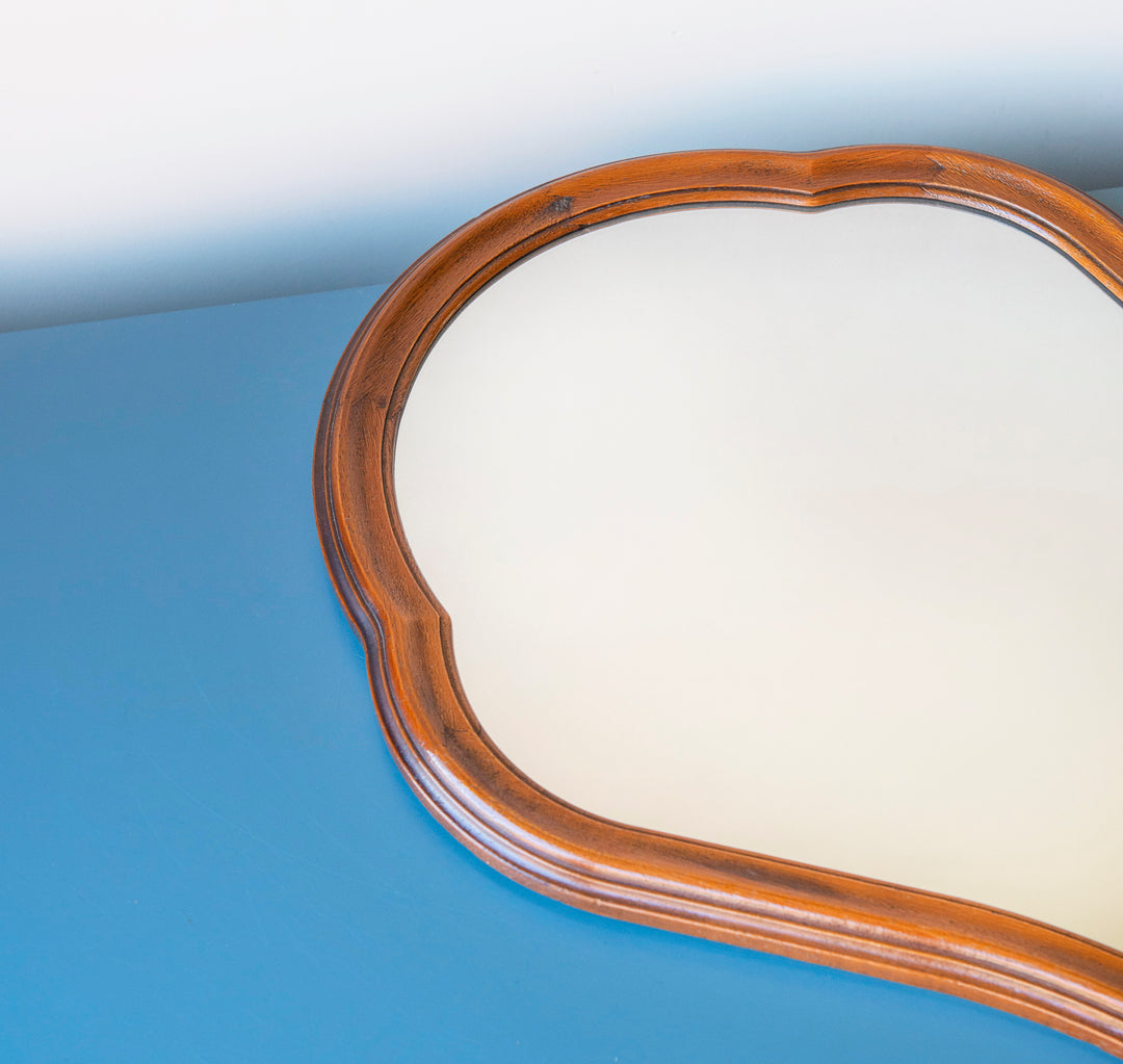 Belgian Mirror With Scalloped Wooden Frame, 1960s