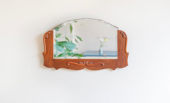 Art Deco Wooden Mirror With Beveled Glass