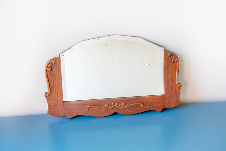 Art Deco Wooden Mirror With Beveled Glass