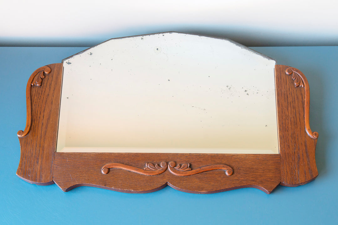 Art Deco Wooden Mirror With Beveled Glass