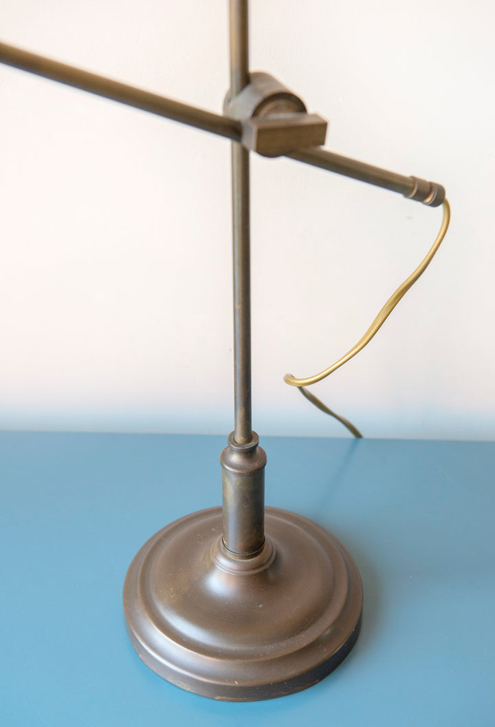 Antique Brass Table Lamp With Tulip Glass Shade