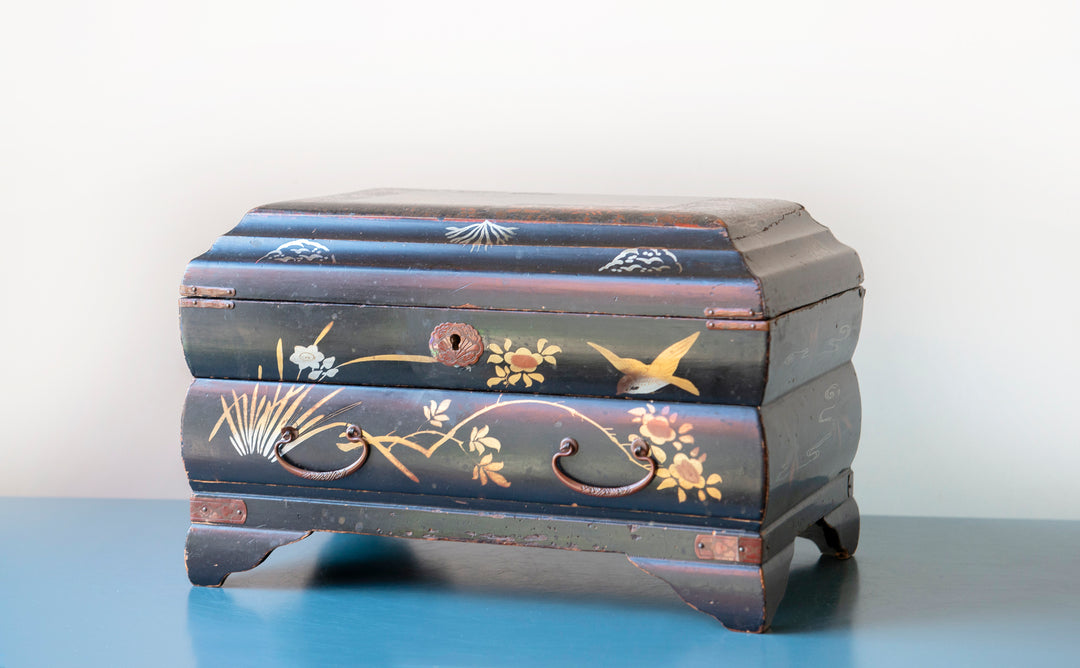 Hand Painted Japanese Sewing Box, Meiji Period