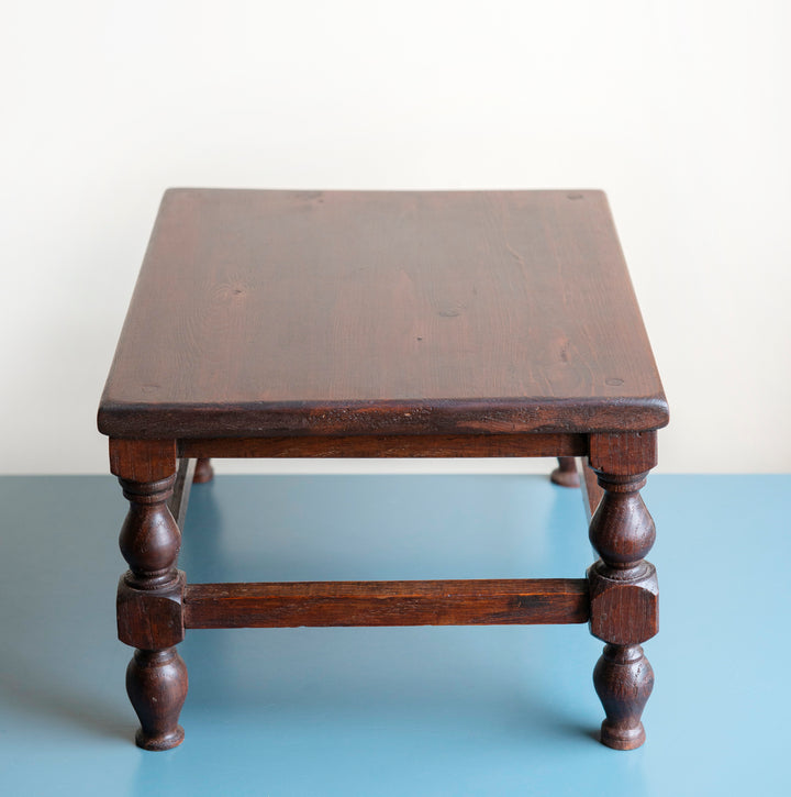 Antique Dark Brown Stool, French Tabouret