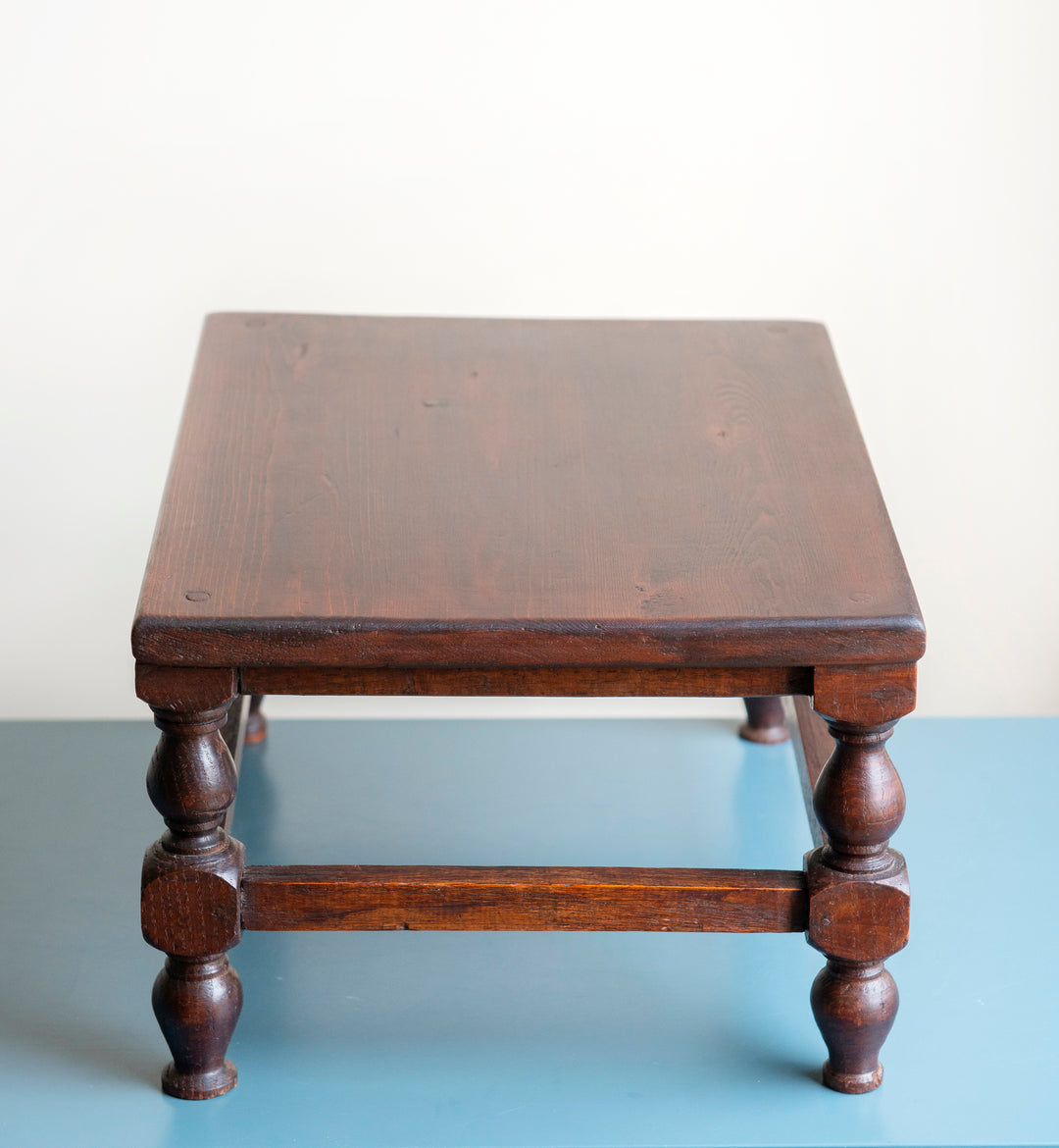 Antique Dark Brown Stool, French Tabouret