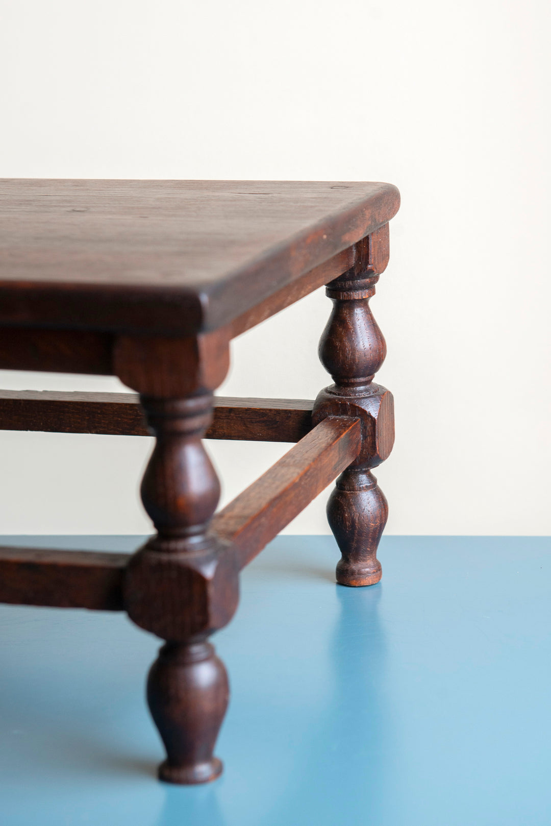 Antique Dark Brown Stool, French Tabouret