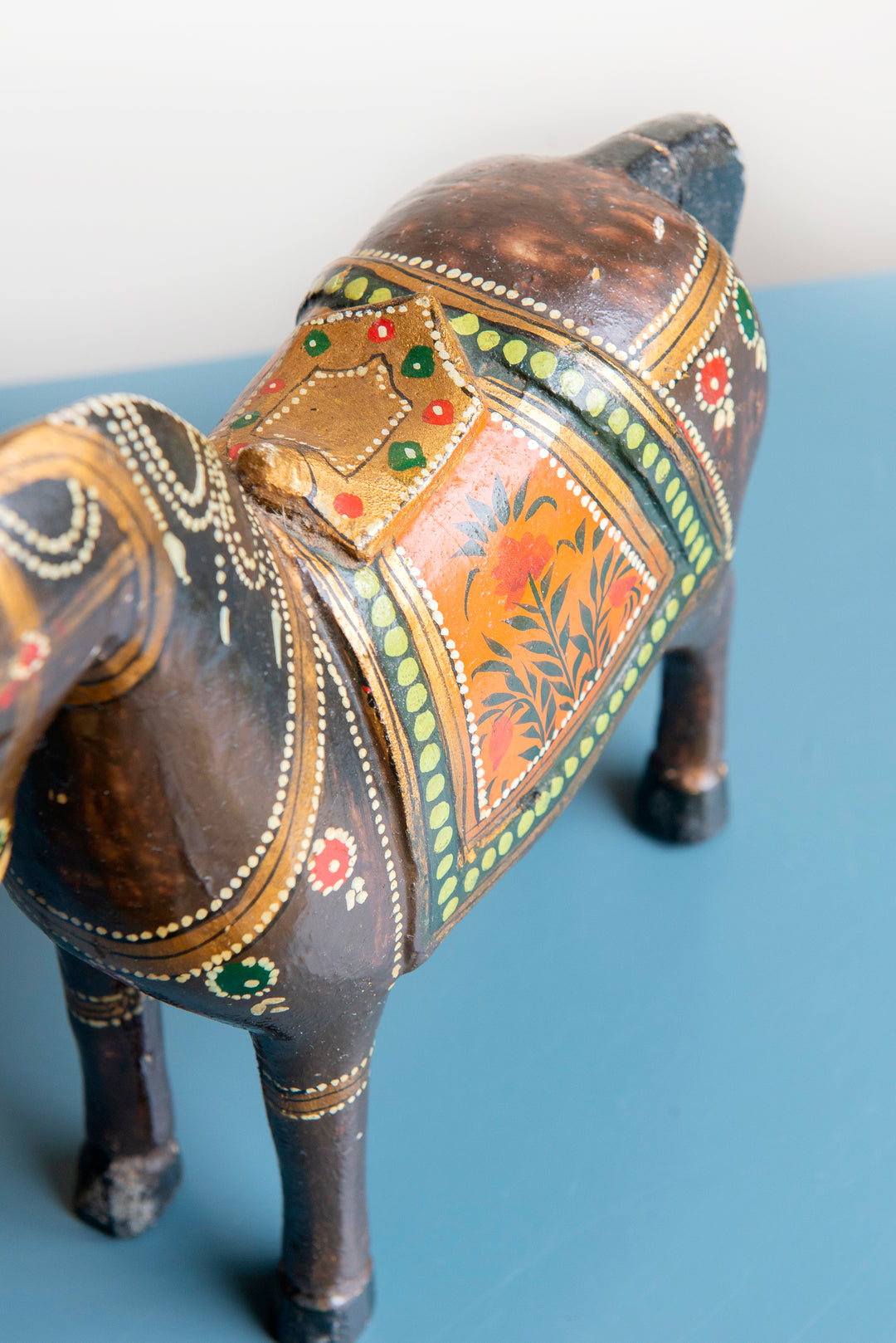 Antique Dark Brown Ghodi Wedding Horse Statue from India, 1930s