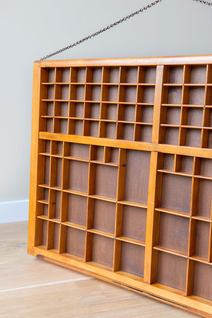 Large Wooden Printers Tray With Hanging Chain