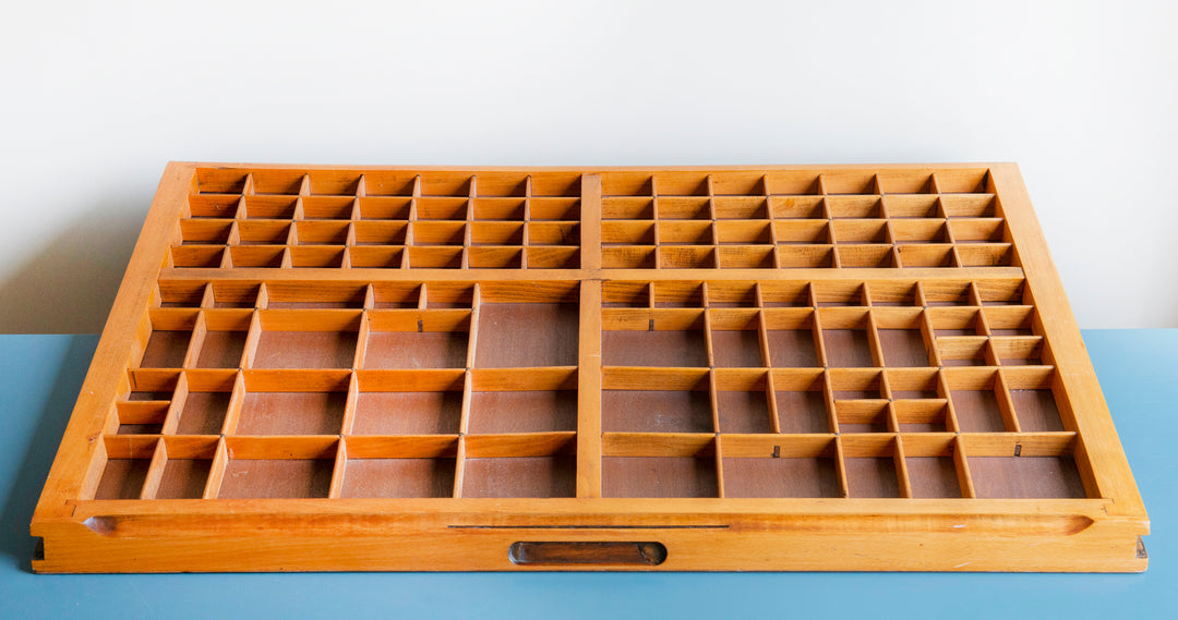 Large Wooden Printers Tray With Hanging Chain