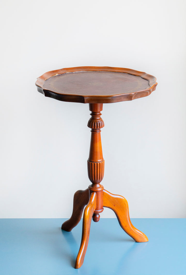 Dark Brown Wine Table With Leather Top