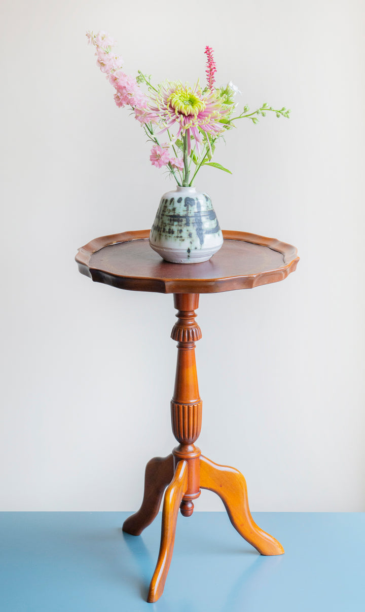 Dark Brown Wine Table With Leather Top