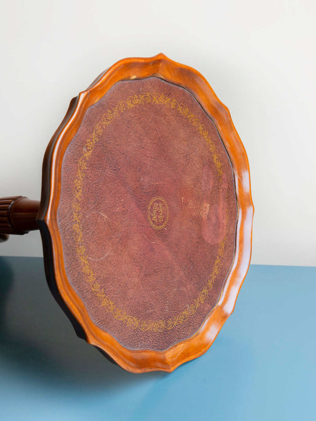 Dark Brown Wine Table With Leather Top